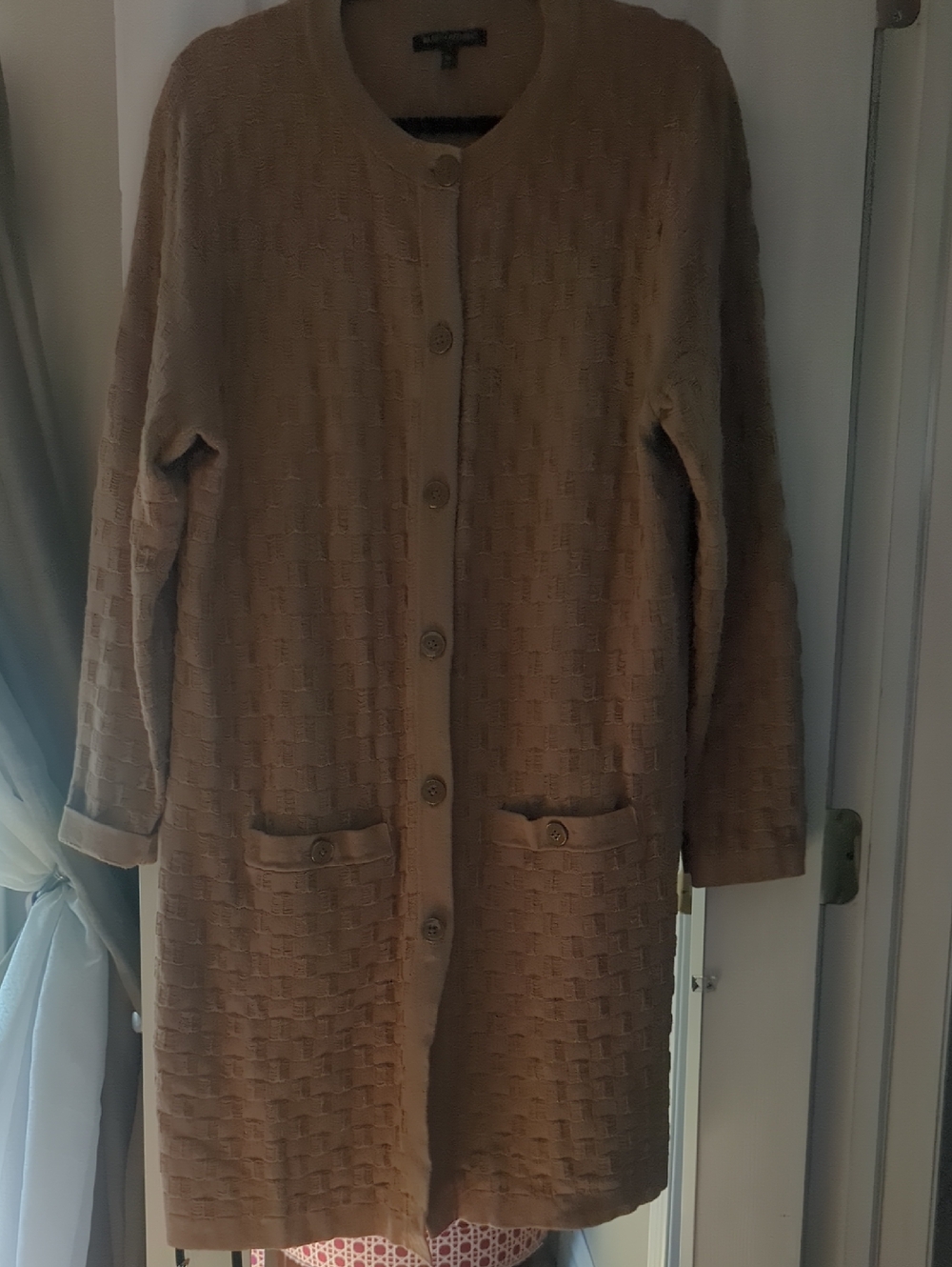 Banana Republic Tan Button-Up Textured Knit Cardigan